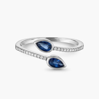 Diamond and Blue Sapphire Wrap Ring in 10K White Gold