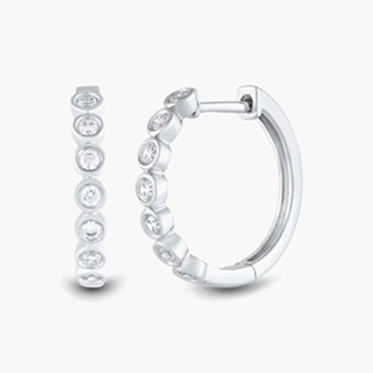 Lab Grown Diamond Bezel-Set Hoop Earrings in 14K White Gold