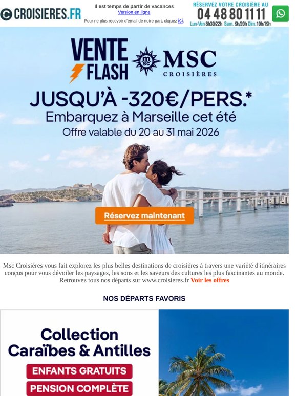 Jusqu'à -320€pp +  Enfants gratuits + CB en 4X