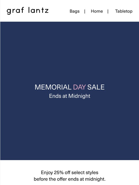 25% Off Ends at Midnight.