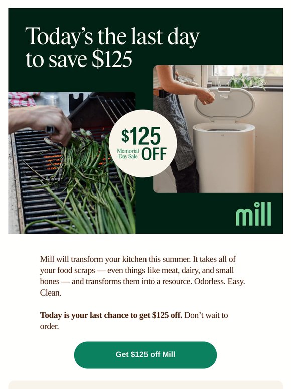 Final day: Save $125 on Mill ⏱️