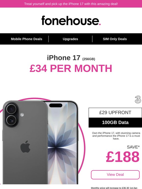 Bank Holiday Deal! Secure the iPhone 17 with this huge saving.💸