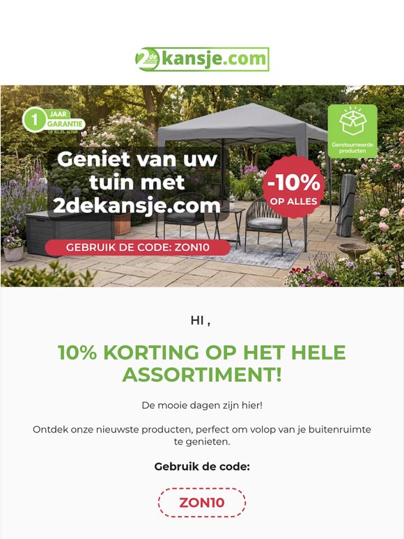 -10% op alles! Gebruik de kortingscode ZON10.