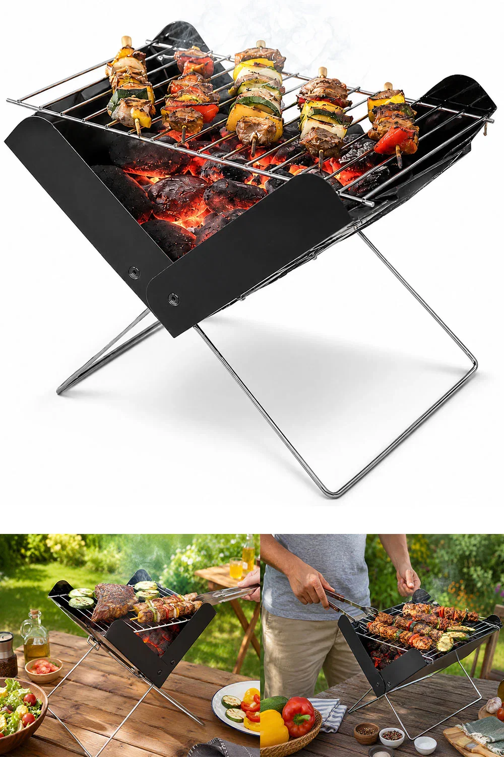 Image of Mini Folding Tabletop Charcoal BBQ – Portable Compact Grill