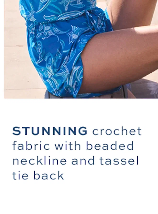 Blue Paisley Print Bandeau Stretch Waist Playsuit