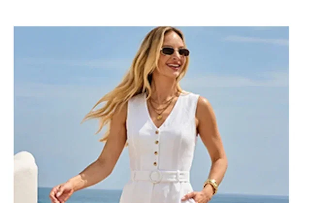 Ivory Linen Blend Belted Sleeveless Jumpsuit