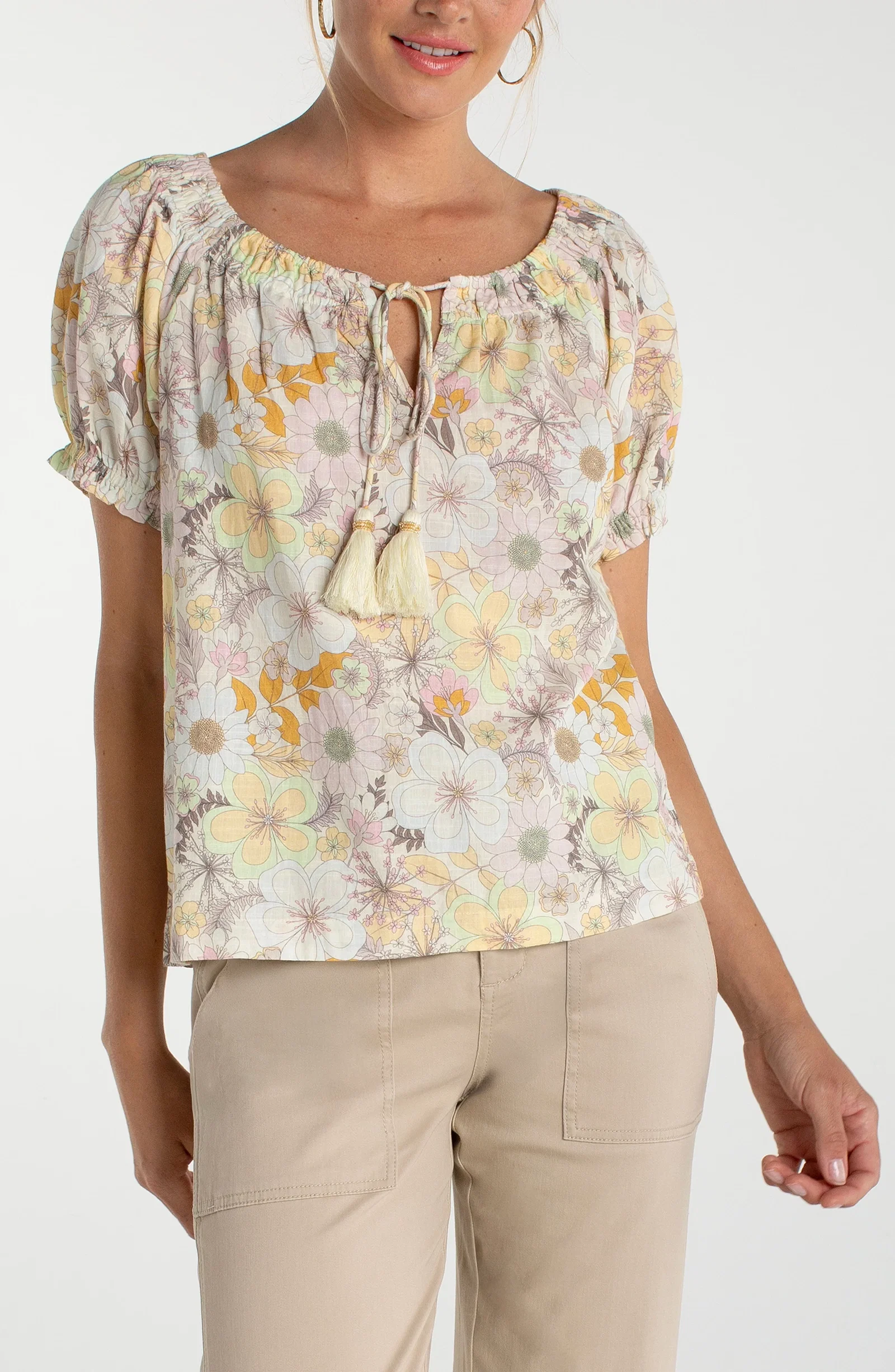 Image of WOVEN TOP WITH FRONT TIE