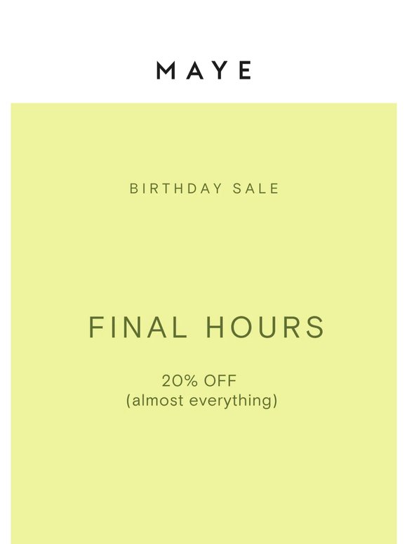 Final Hours • 20% OFF (Almost Everything)