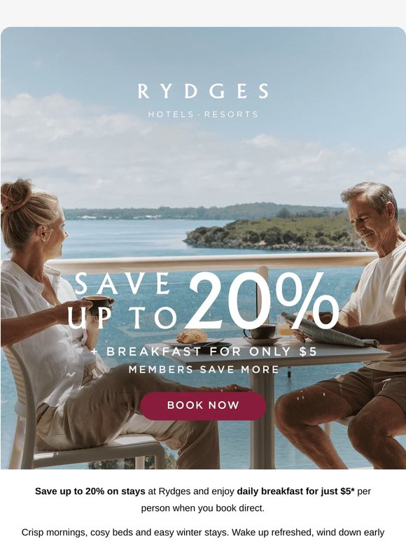 Time to slow down. Up to 20% off stays.