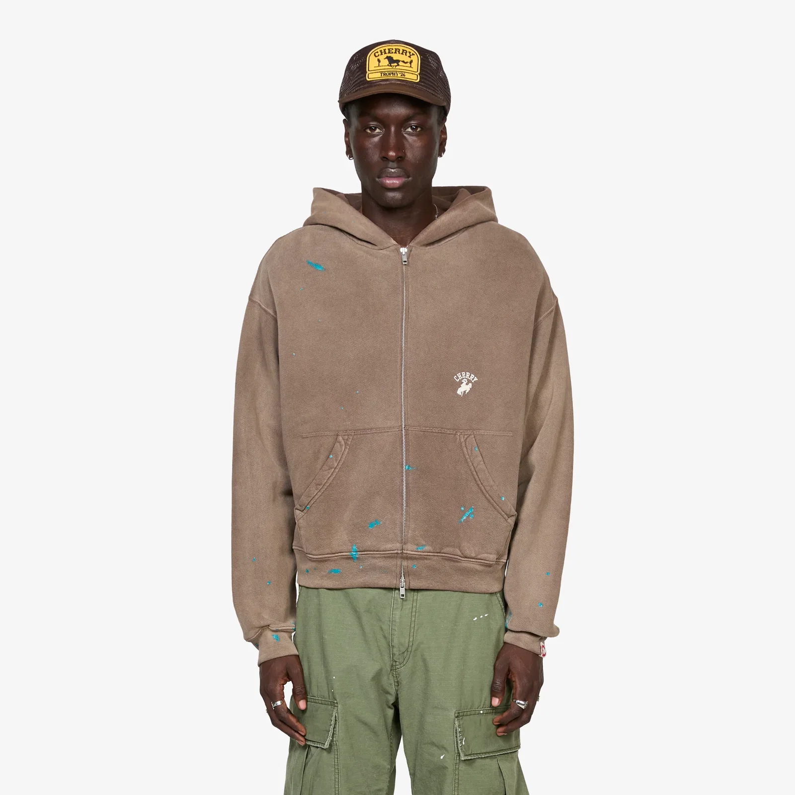 Image of Western Athletic Zip Up Hoodie Brown