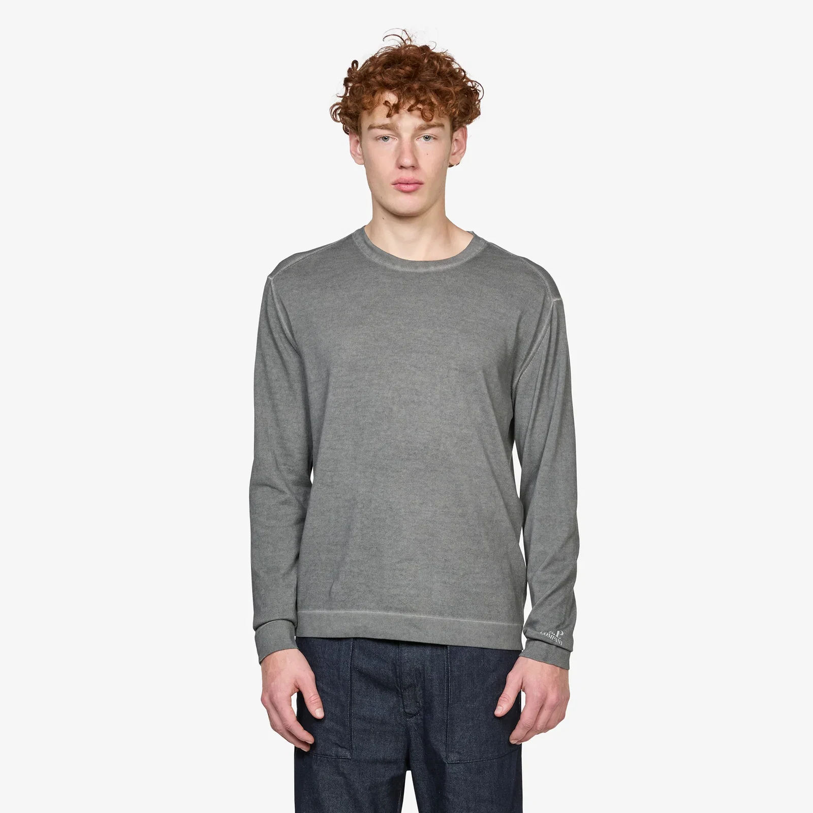 Image of Cotton Crepe Double Dyed Crewneck Sweater Gunmetal