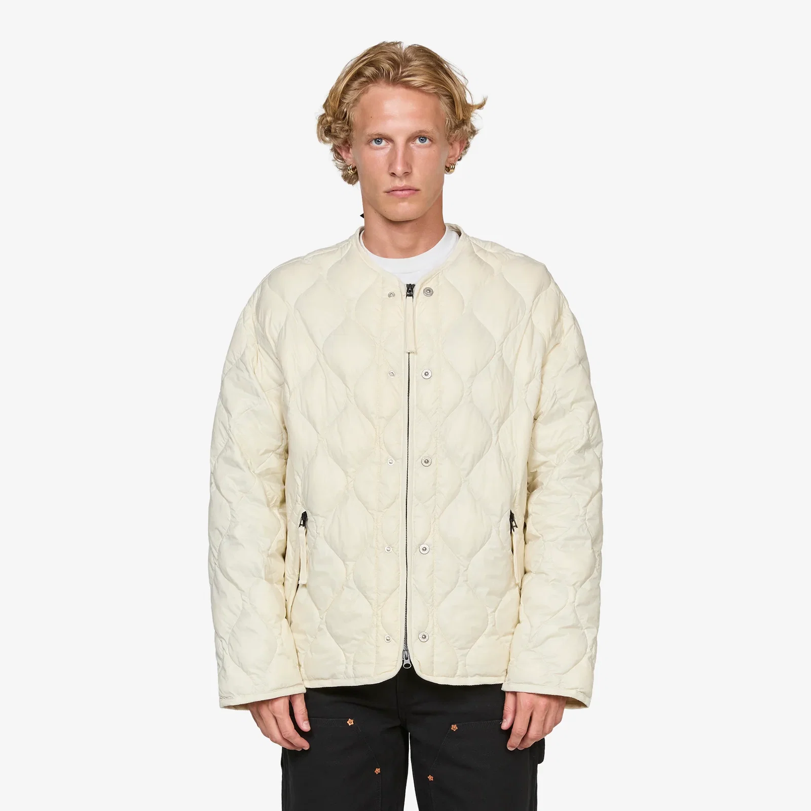 Image of Military W-Zip M65 Liner Short Soft Shell Down Jacket Off White
