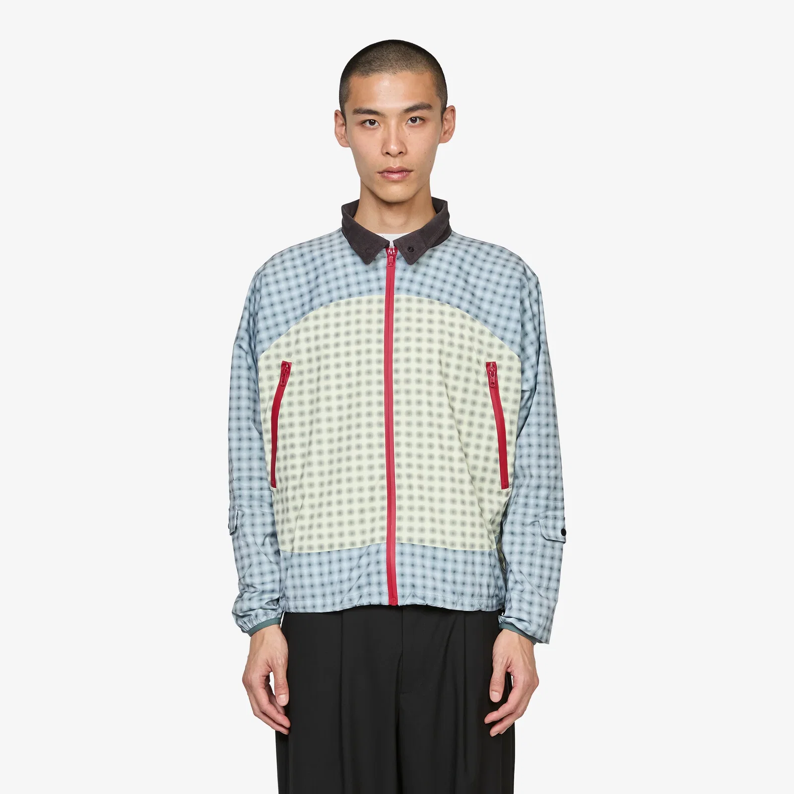 Image of Double Plaid Windbreaker Jacket Multicolor