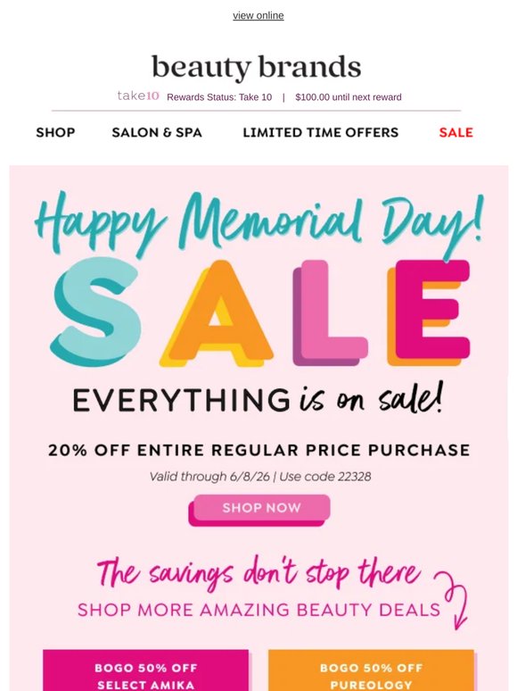 20% off! Happy Memorial Day!