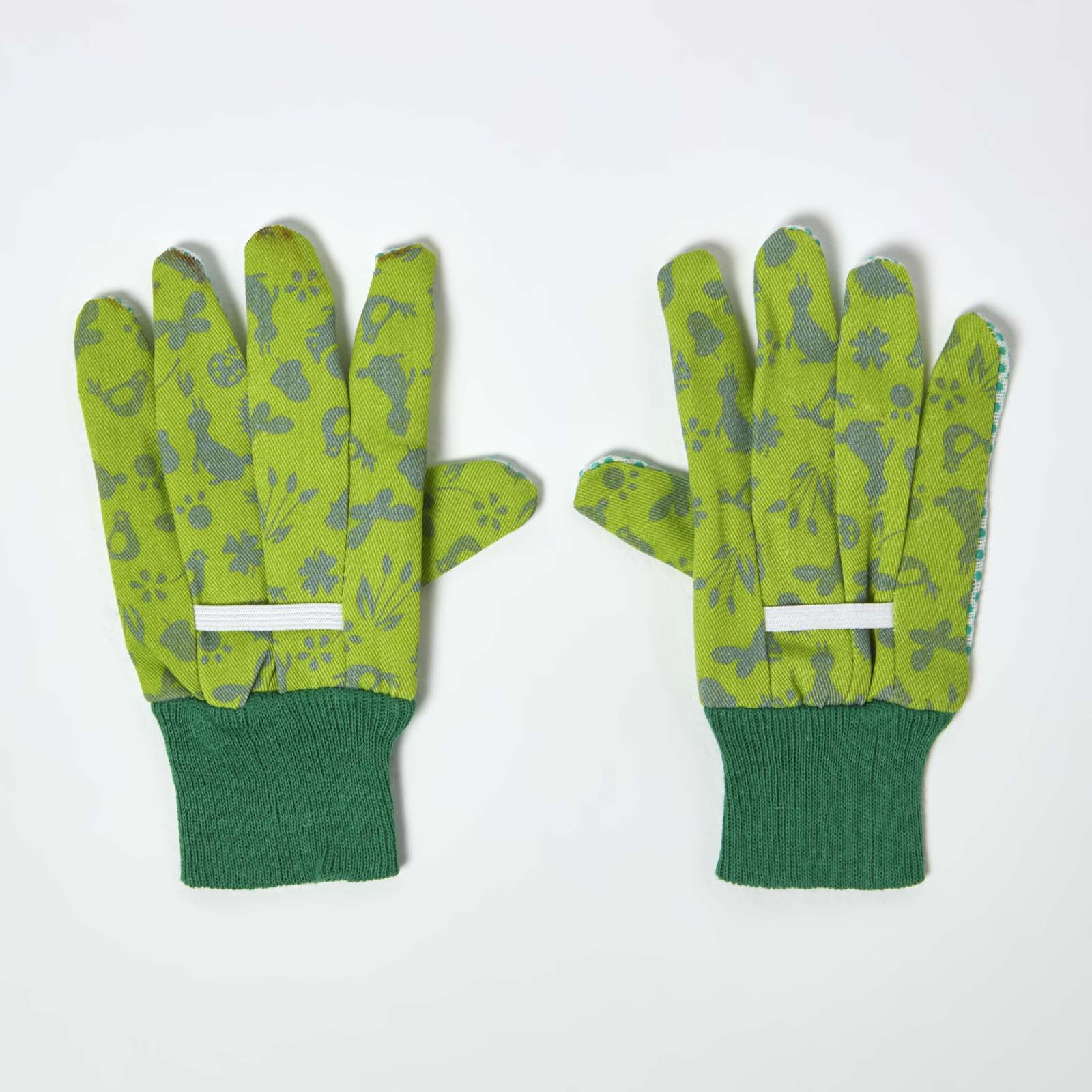 Image of Children's Gardening Gloves with Green Floral Design