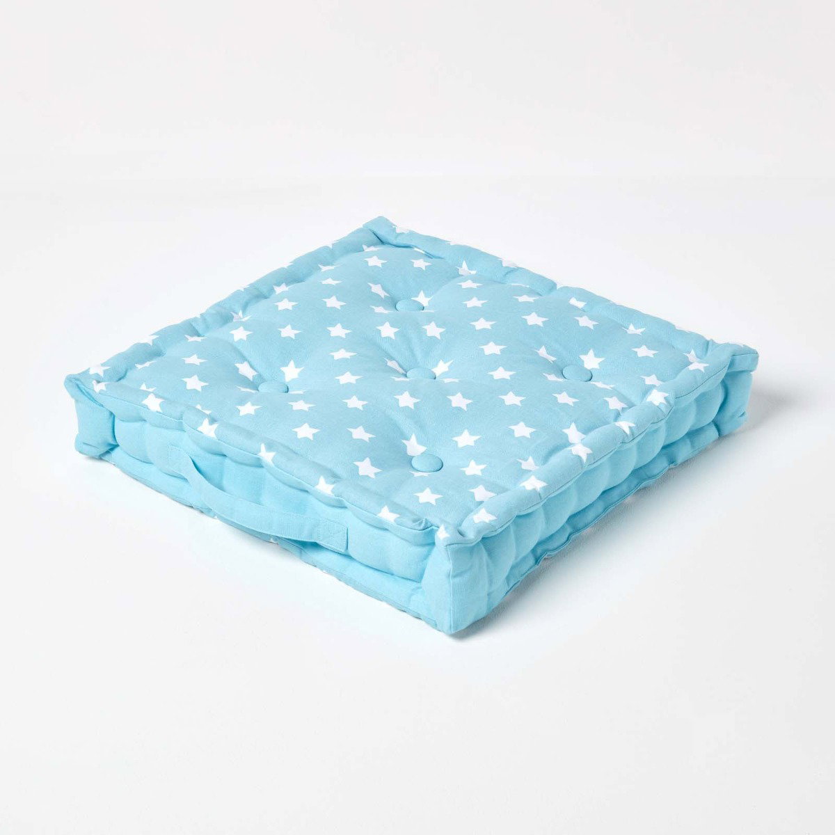 Image of Cotton Blue Stars Floor Cushion, 50 x 50 cm