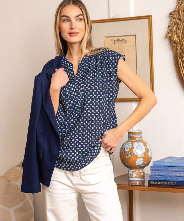 Meadow Puff Sleeve V-Neck Gauze Top