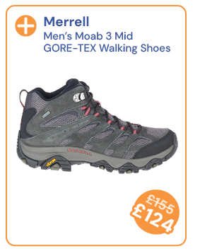 Merrell Men's Moab 3 Mid GORE-TEX Walking Shoes - Beluga. Reduced from £155 to £124.