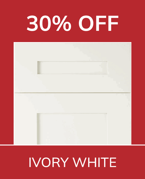 30% OFF on ivory white cabinet doors.