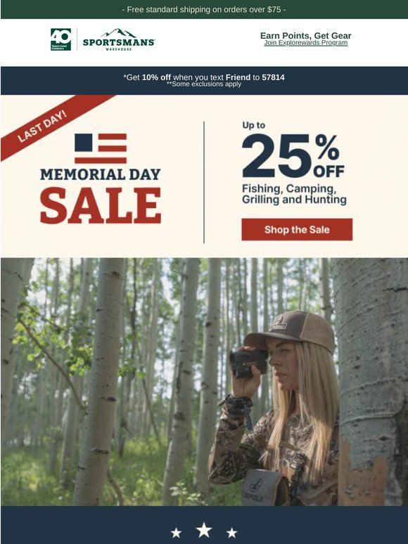 Final Hours: Up to 25% Off Memorial Day Sale