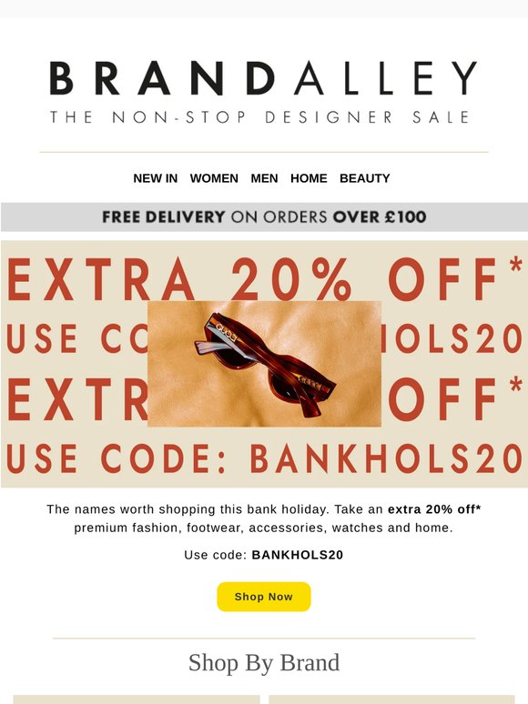 Extra 20% off Top Brands: Gucci, Lyle & Scott, Russell & Bromley, Kettler and more