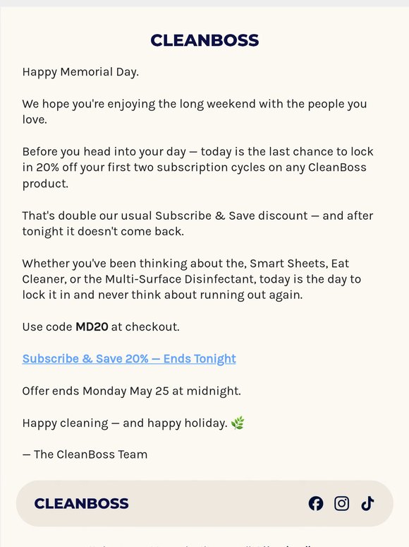 Last chance | Memorial Sale