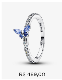 Anel De Prata Pequena Borboleta Azul Brilhante