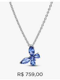 Colar De Prata Pingente Borboleta Azul Brilhante