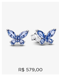 Brinco De Prata Pequena Borboleta Azul Brilhante