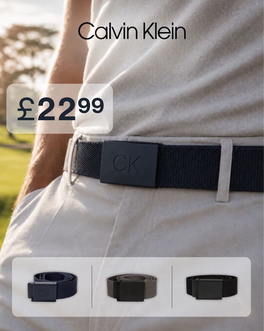Calvin Klein Mens CK Monogram Matt Buckle Cut To Fit One Size Golf Belt