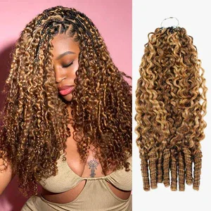 Image of QVR Seamless Burmese Curly Feather Crochet Hair Highlight #P4/27 Machine Made Human Hair Extensions