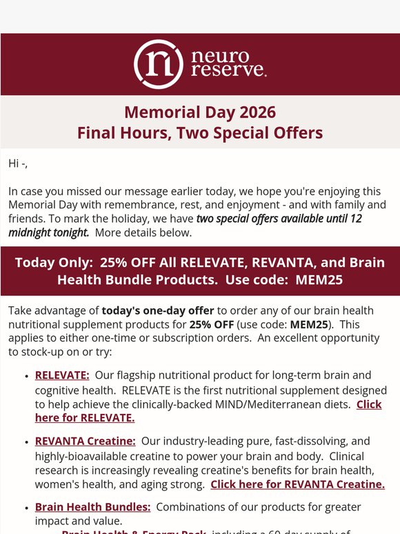 Final Hours for Two Special Offers