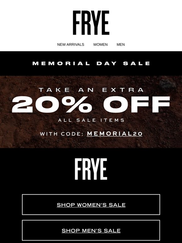 Take an extra 20% off sale styles with code MEMORIAL20