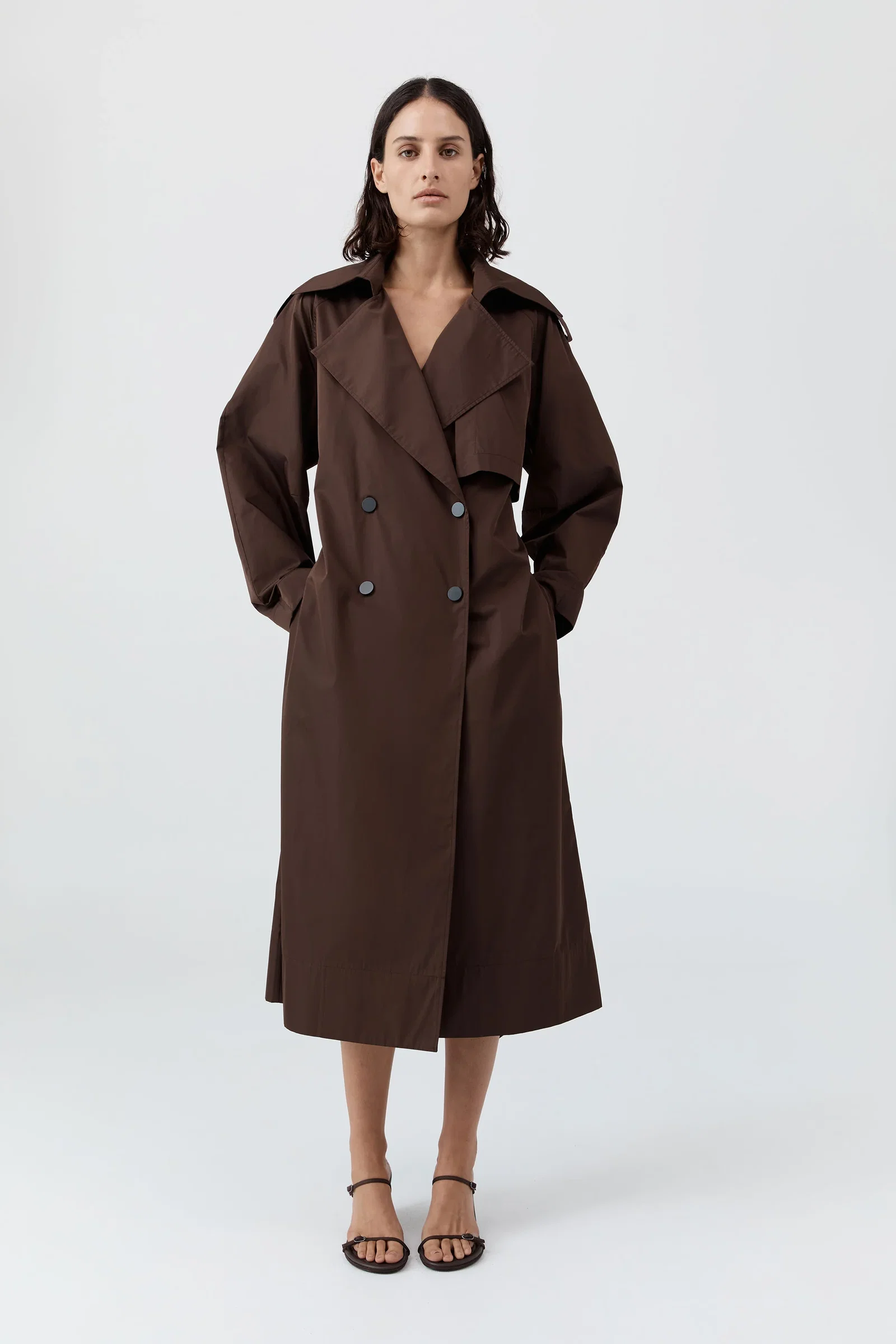 Image of Paper Taffeta Relaxed Trench - Mocha