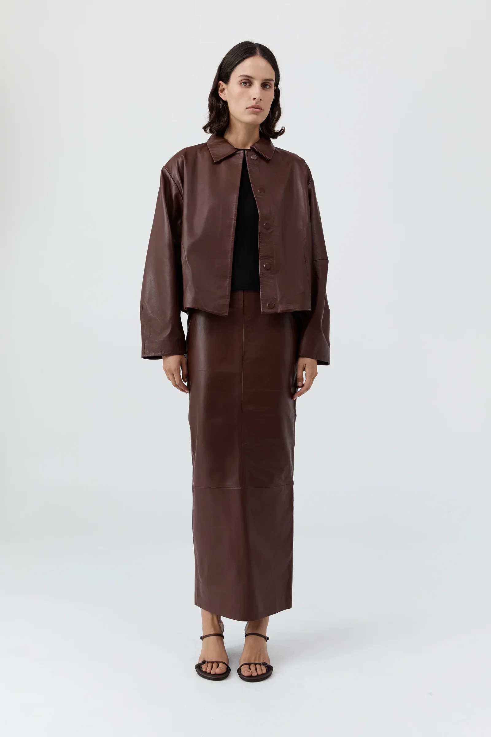 Image of Cocoon Leather Jacket - Rum