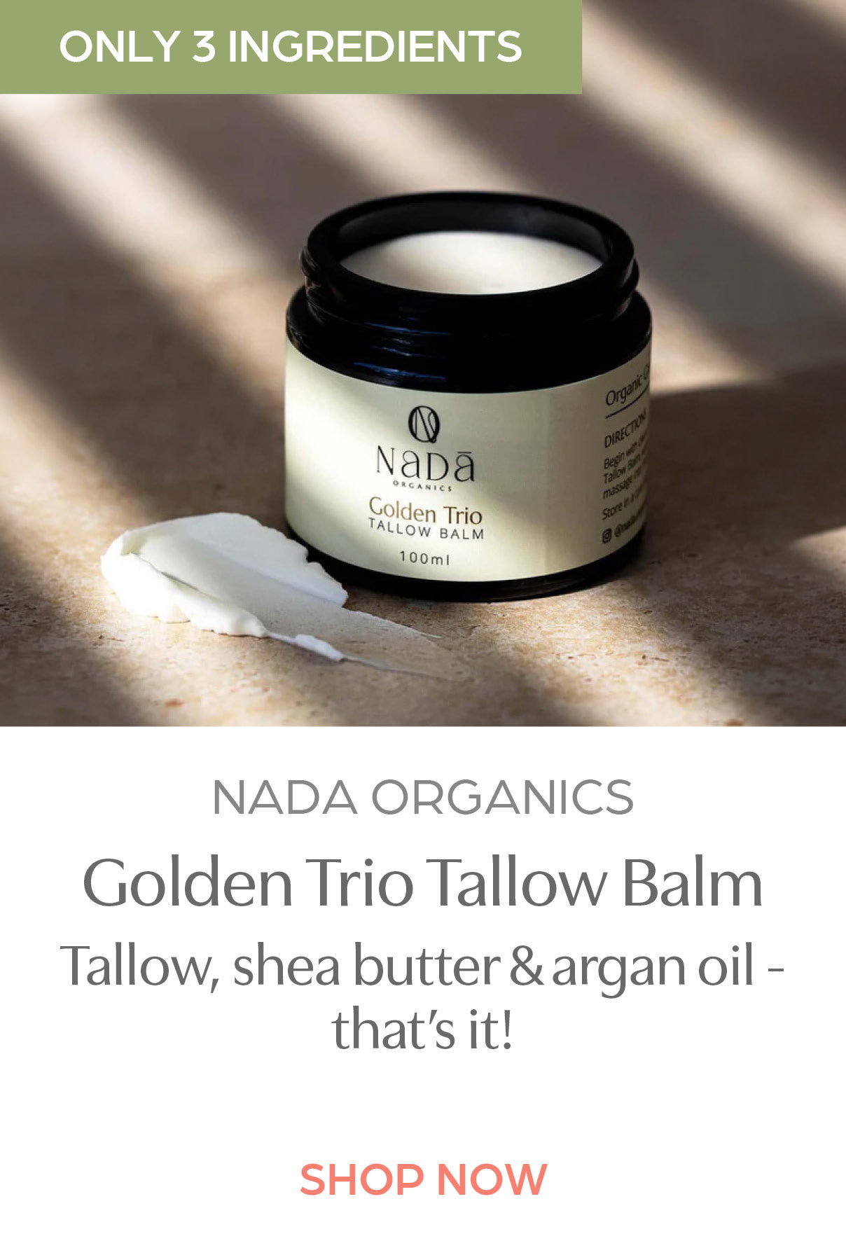 Shop Nada Organics Golden Trio Tallow Balm