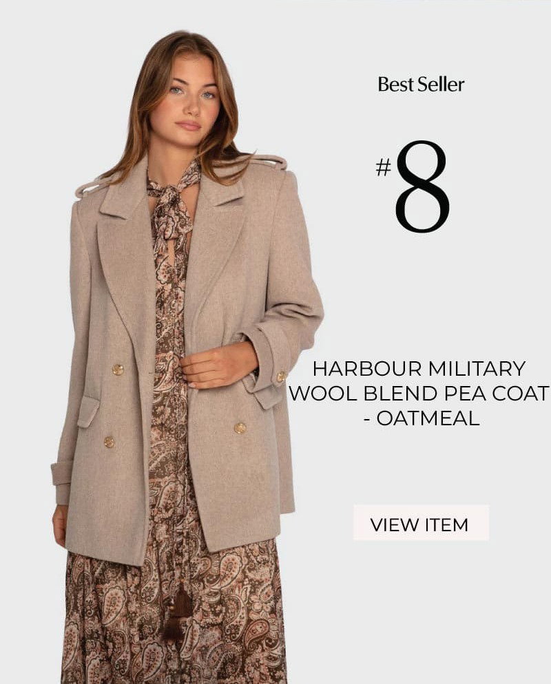 Harbour Military Wool Blend Pea Coat - Oatmeal