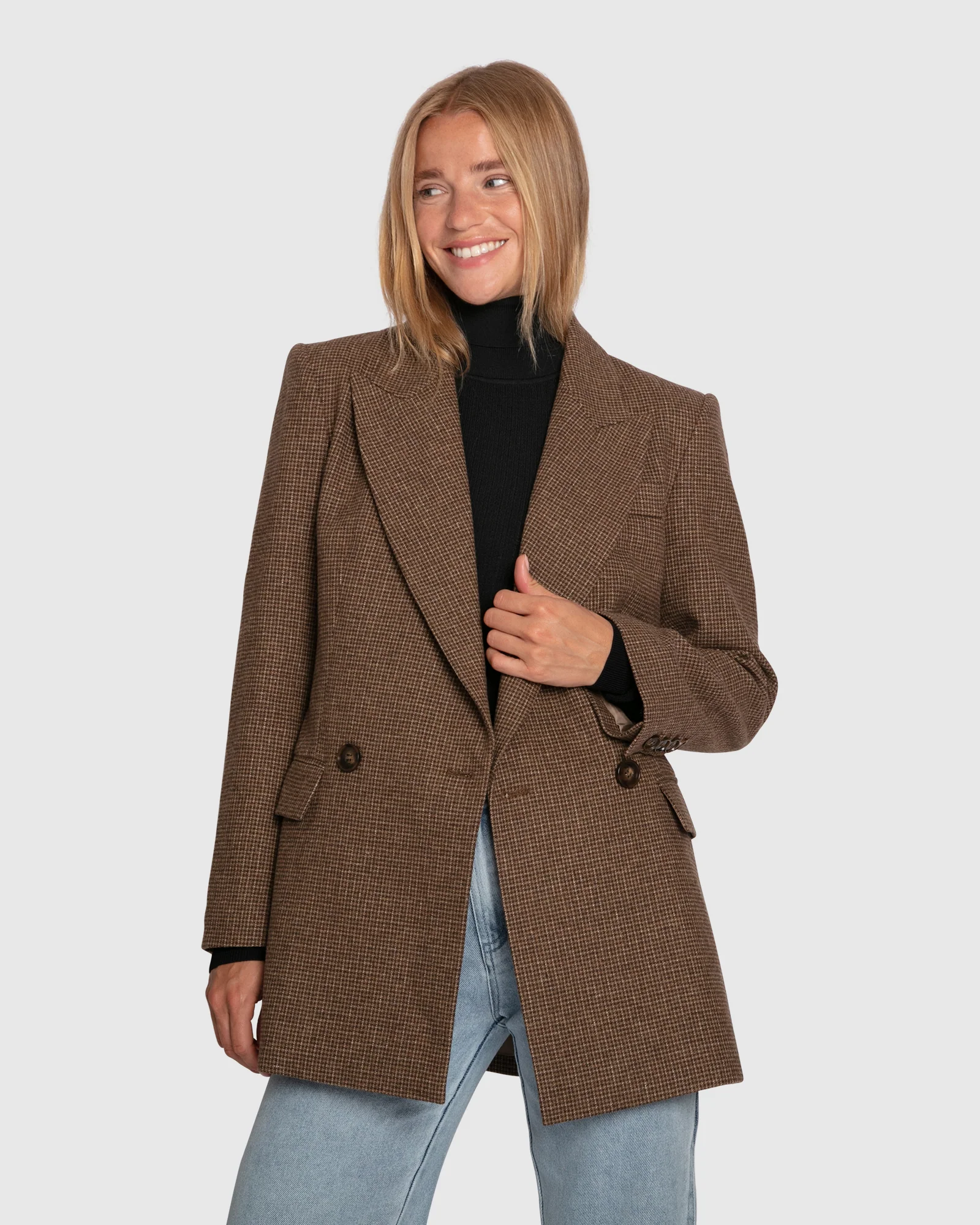 Image of Big Brother Talk Wool Blend Blazer - Brown