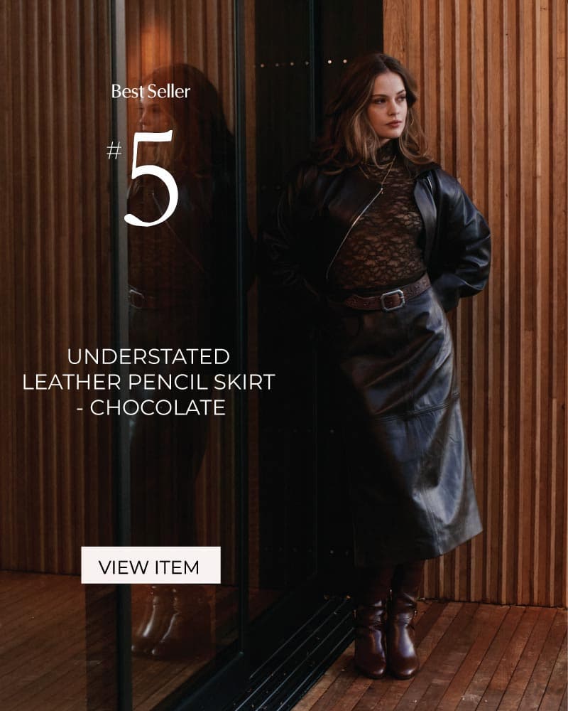 Understated Leather Pencil Skirt - Chocolate