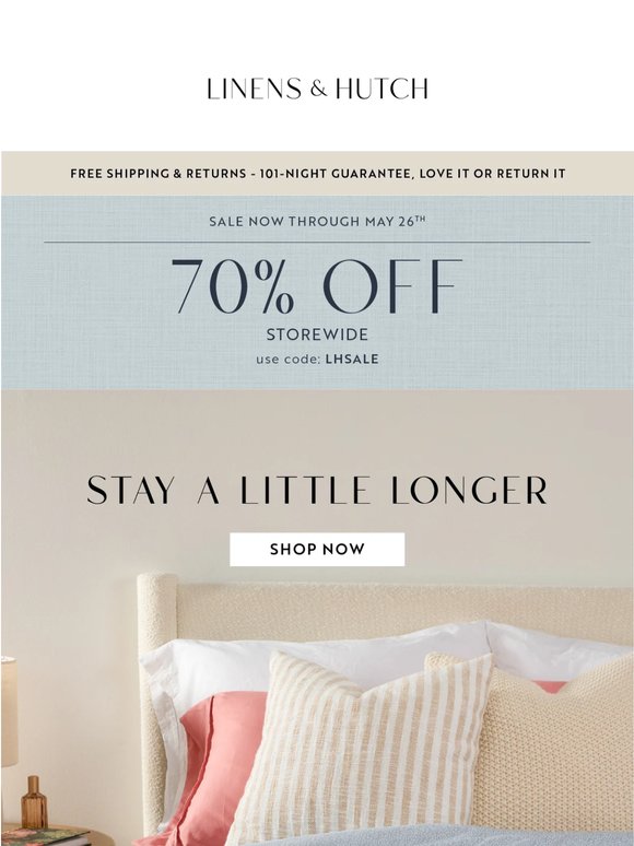🛏️ 70% Off Storewide + Free Shipping & Returns