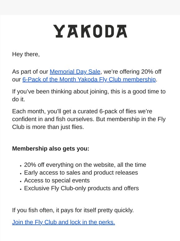 20% Off Yakoda Fly Club 💥