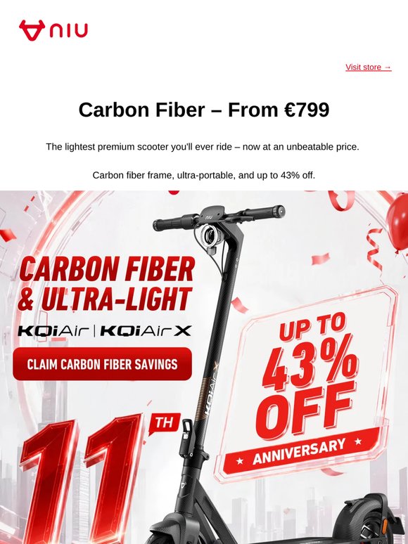 🎉 Anniversary: KQi Air – From €799 | Up to 43% Off Carbon Fiber. Ultra‑Light.