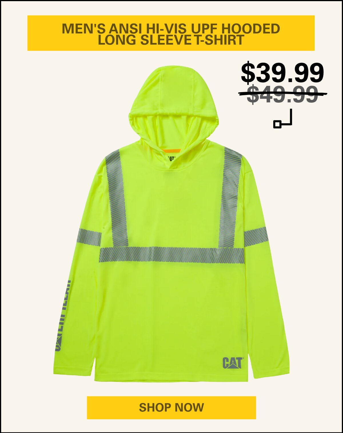 MEN'S ANSI HI-VIS UPF HOODED LONG SLEEVE T-SHIRT