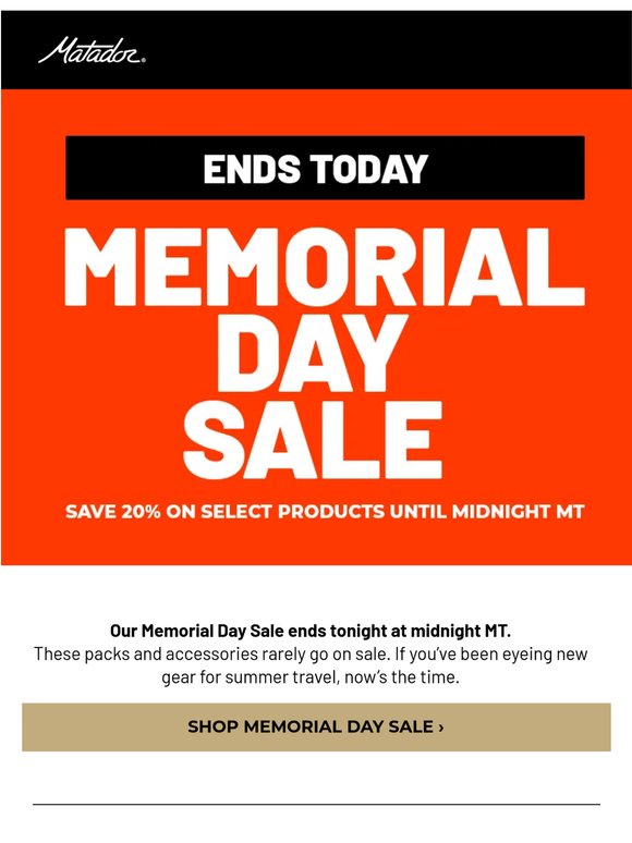 Ends Today: Memorial Day Sale