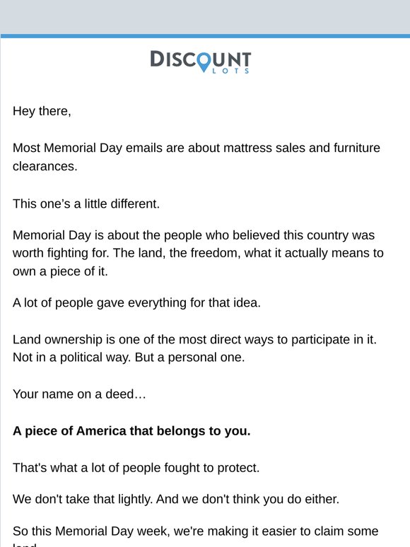 15% off for Memorial Day