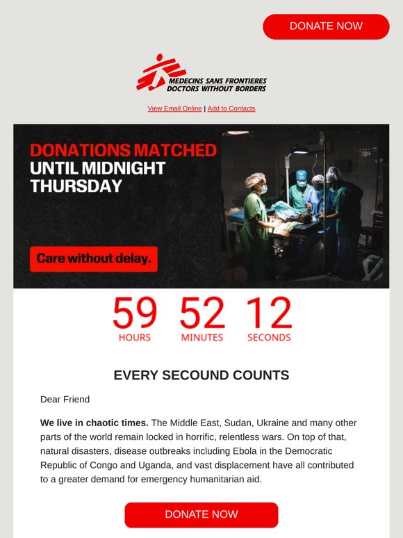 Donations doubled until midnight on Thursday