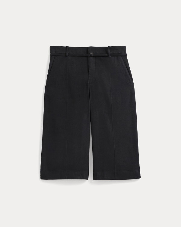 Image | Long Tailored Short in Stretch Linen | Black