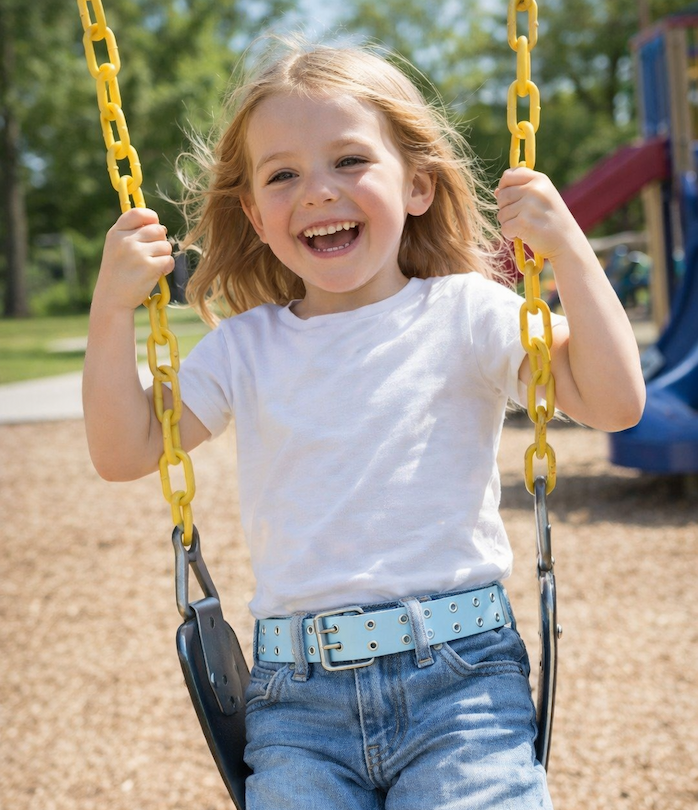 Girl playing on a swing