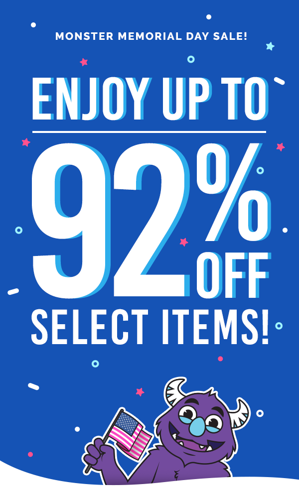 Enjoy up to 92% Off select items!