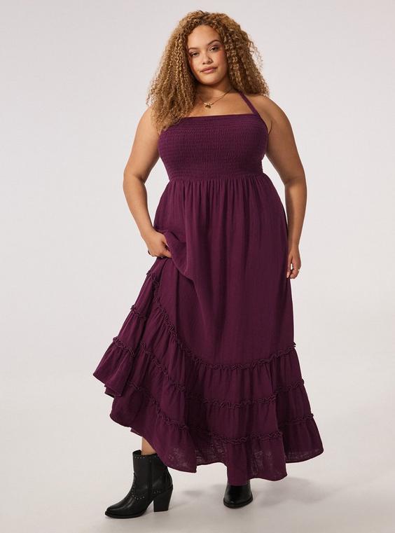 Festi Smocked Halter Maxi Dress